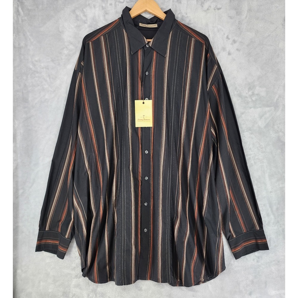 Tommy Bahama Button Up Shirt Mens Size 3XB Silk Blend Embroidered Striped NWT